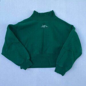 Wild Fable Dark Green Cropped Mock Turtleneck Colorado Sweater Sweatshirt Size M